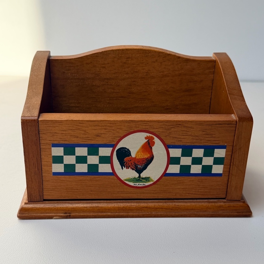 Vintage Heritage Home Bob Timberlake Wood Recipe Card Box Farmhouse Rooster